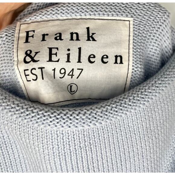 FRANK & EILEEN Sz L Large Ice Blue Pullover Sweater Monterey Rolled Funnel Neck - Picture 3 of 12